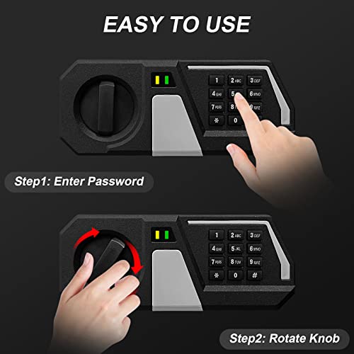 Tenamic Fireproof Safe Box 2.0 Cuft Electronic Digital Security Box, Keypad Large Lock Box Cabinet Safes with Internal Light, Solid Alloy Steel Office Hotel Home Safe with 2 Passwords, Black