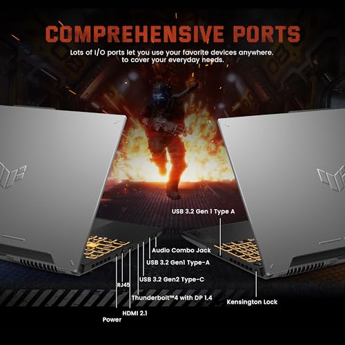 Asus TUF F15 Gaming Laptop 15.6"" FHD 144Hz Intel 14-Core i7-12700H (Beat i9-11950H) 16GB RAM 1TB SSD GeForce RTX 4070 8GB Graphic Backlit Thunderbolt 4 USB-C Win11 + HDMI Cable, Grey