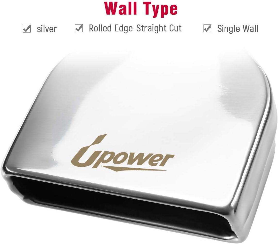 Pack of 2 Upower Exhaust Tip 2.25" Inlet 2" x 6" Outlet 10" Long Rolled Rectangle Stainless Steel Exhaust Tailpipe Tips fits Chevy Camaro Style Pack of 2