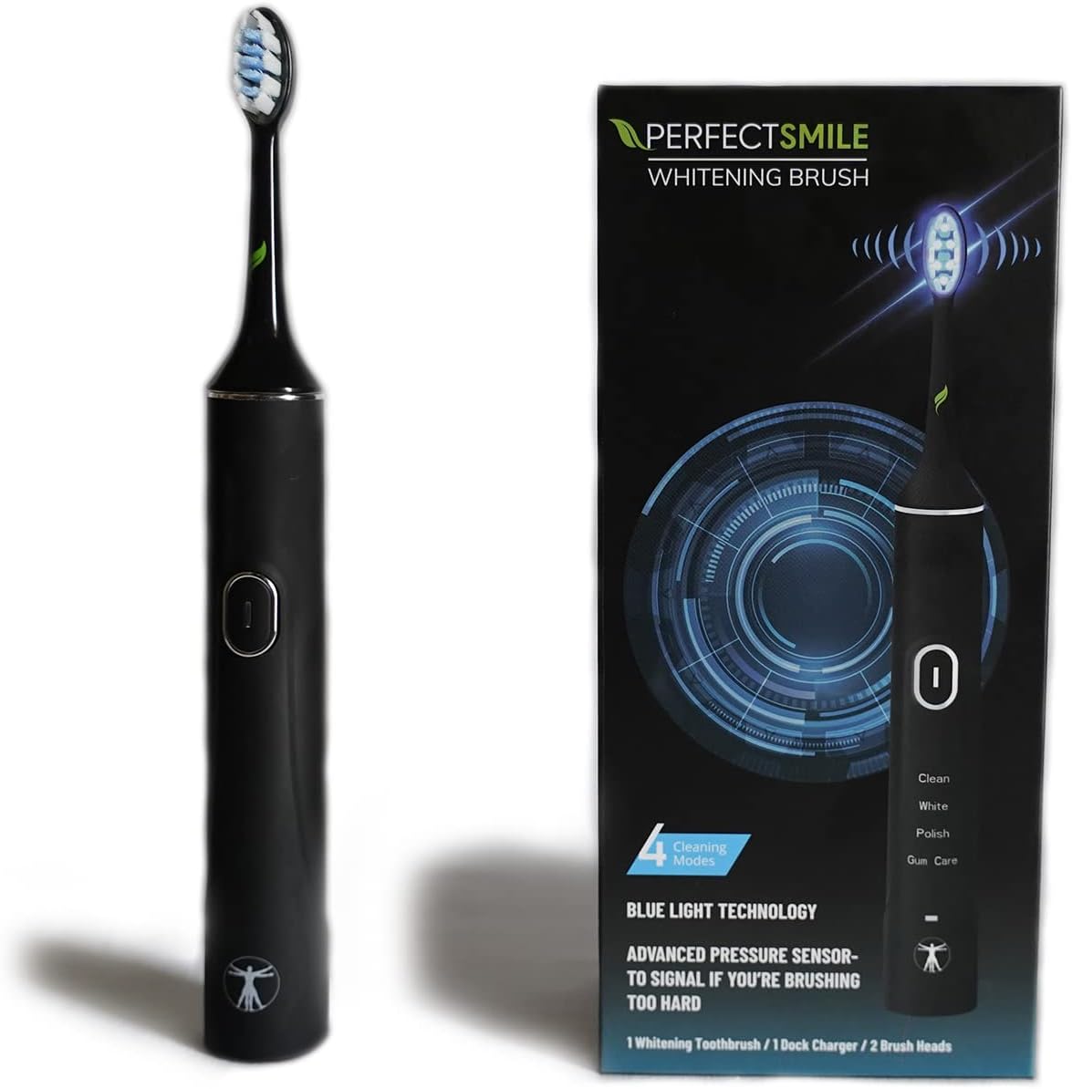 CRI Naturals Perfect Smile Whitening Electric Toothbrush, Gets Teeth 3 Shades Whiter in 7 Days, Clinically Tested & Dentist Approved, LED Technology with 4 Brushing Modes