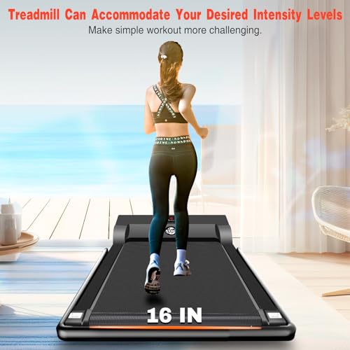 2 in 1 Walking Pad Treadmill, Foldable Treadmills with Handle Bar, 2.5HP Portable Folding Treadmill with Remote Control, Under Desk Treadmill for Home Office, Small Treadmill, 300lb