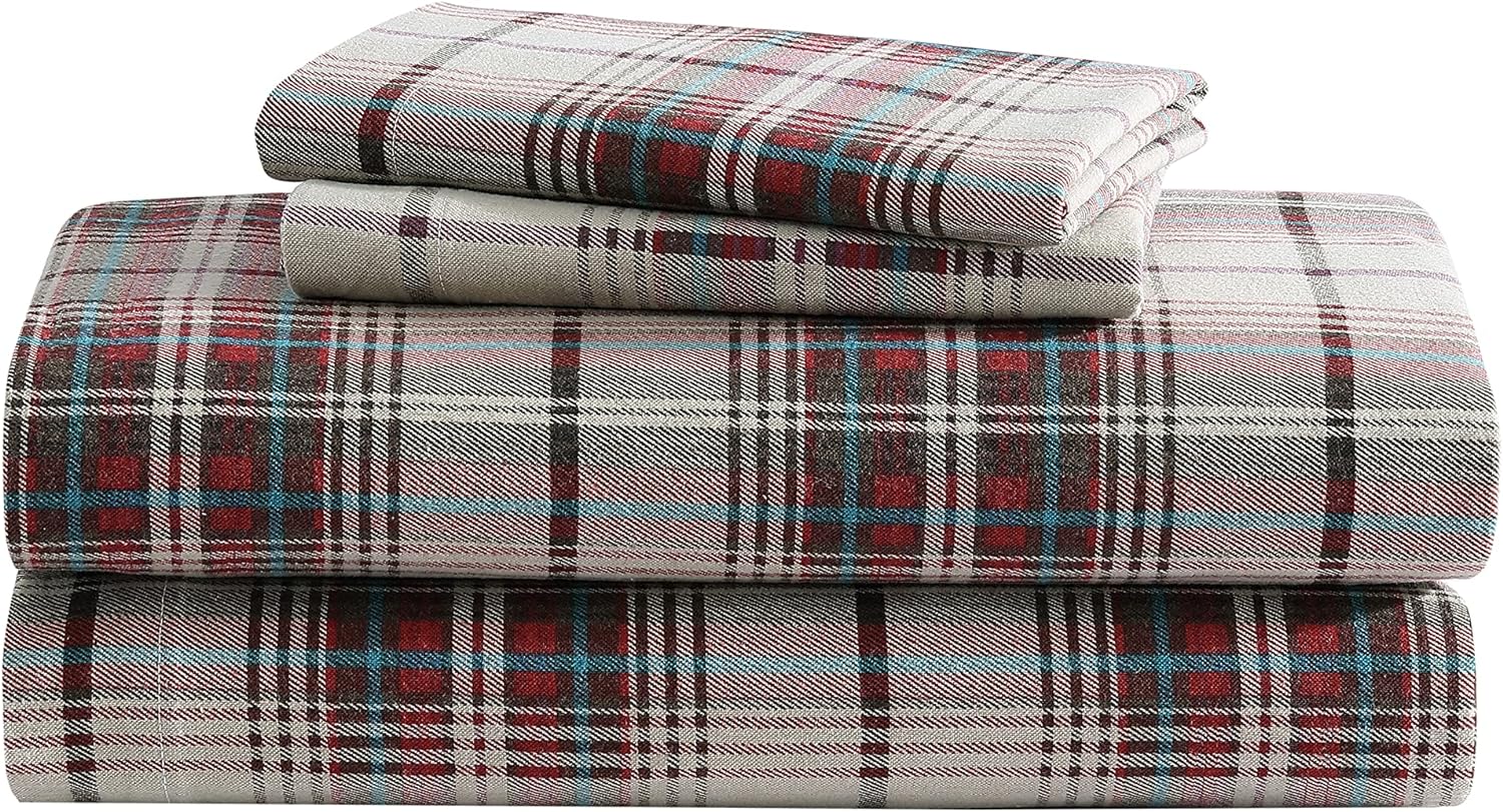 Eddie Bauer - Queen Sheets, Cotton Flannel Bedding Set, Brushed for Extra Softness, Cozy Home Decor (Tossed Snowflake, Queen) & Queen Sheets, Cotton Flannel Bedding Set, Brushed for Extra Softness