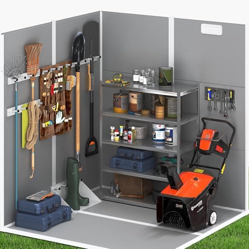 UDPATIO Outdoor Storage Shed 6 x 6 FT, Resin Garden Sheds with Floor Plastic Patio Outdoor Storage Shed with Lockable Door for Tool, Bike, Garbage Gray White