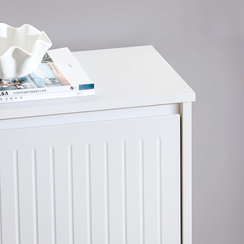 Haotian Shoe Storage Cabinet with 2 Flip-Drawers, Freestanding Shoe Organizer for Entryway, Narrow Hallway Shoe Rack, White