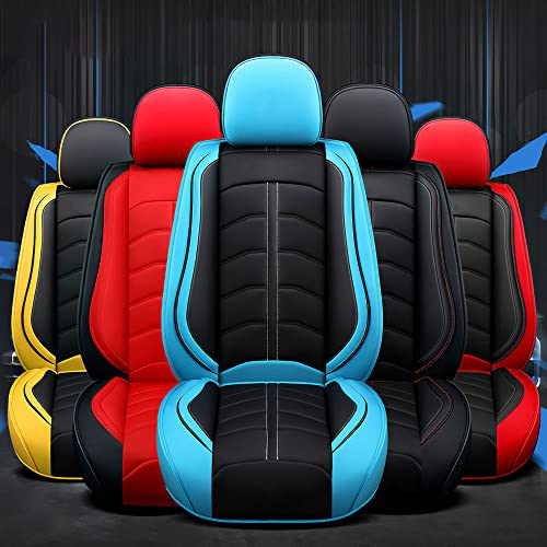 Car Seat Cover for Toyota Camry 2000-2023, Durable Wear Resistant Waterproof Seat Cover, Breathable No Odor Premium Leather Vehicle Interior Accessories.(Standard 5 Seats,Black Red)