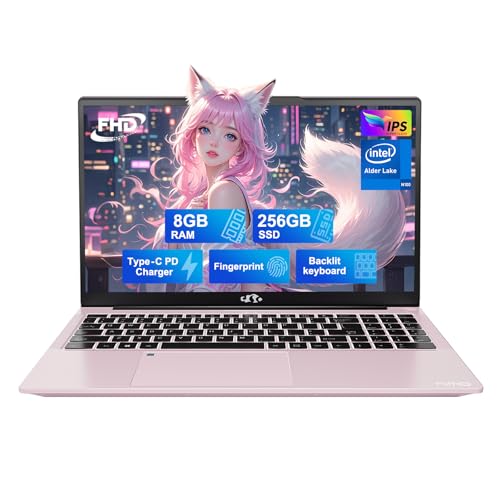 NIMO 15.6 IPS-FHD-Laptop, Intel Pentium 4 Cores N100 8GB RAM 128GB SSD Backlit Keyboard Fingerprint (Beat to i3-1115G4 Up to 3.4GHz) Computer for Student-Home WiFi 6 BT5.2 Win 11