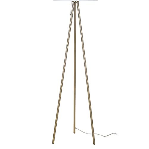 Catalina Lighting 22965-000 Mid-Century Modern Tripod Floor Lamp, Standing Lamp, Living Room Floor Light, LED Bulb NOT Included, 61.25", Antique Brass