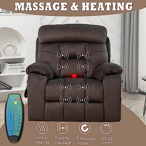 Power Lift Chair Lay Flat Recliner Infinite Position Electric Dual Motor Stand Up Lift Chair with Massage and Heat for Adults,Heavy Duty Recliners with 2 Remote Controls and Two Cup Holders
