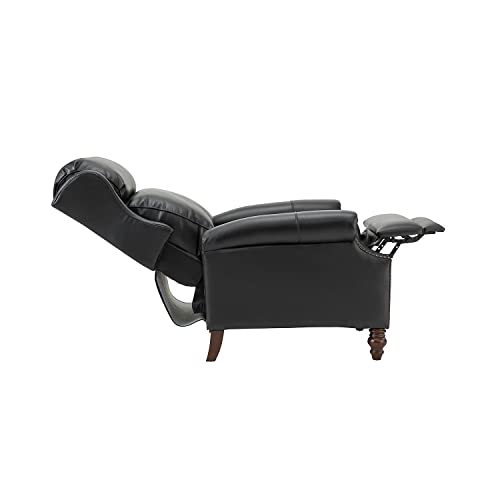 HULALA HOME Genuine Leather Manual Recliner,Push Back Recliner Chair with Solid Wood Legs, Wingback Recliner with Nailhead Trim,Armchair LazyBoy Sofa for Living Room,Home Theater,Turquoise