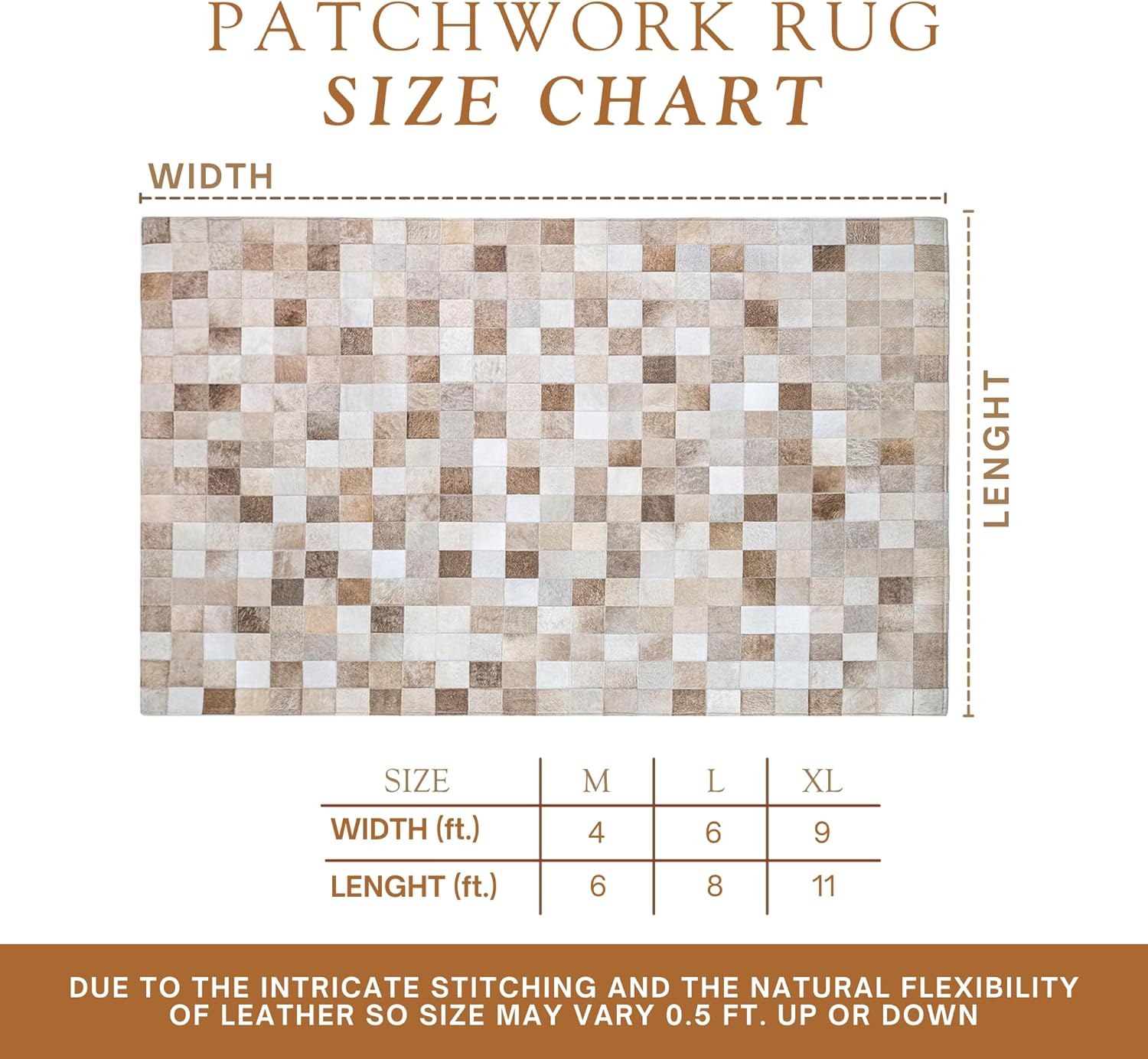 Sunshine Cowhides 100% Genuine Patchwork Cowhide Rug - Taupe-Champagne, Mosaic Design, Modern Animal Hide Rugs for Living Room, Office or Kitchen Area - Decorative Indoor Carpet - Medium (4x6 Ft.)