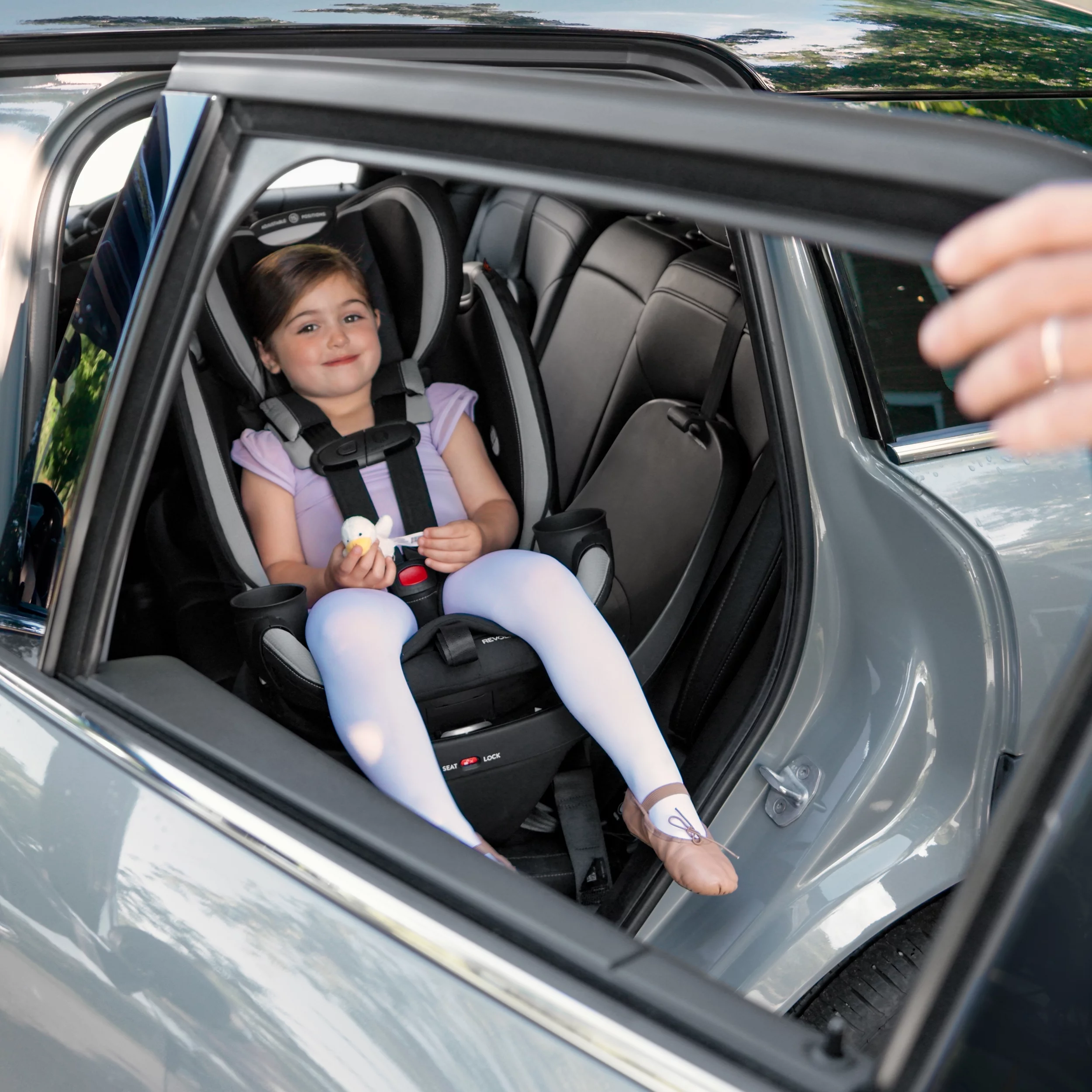 Revolve360 Slim 2-in-1 Rotational Car Seat with Quick Clean Cover (Stow Blue)
