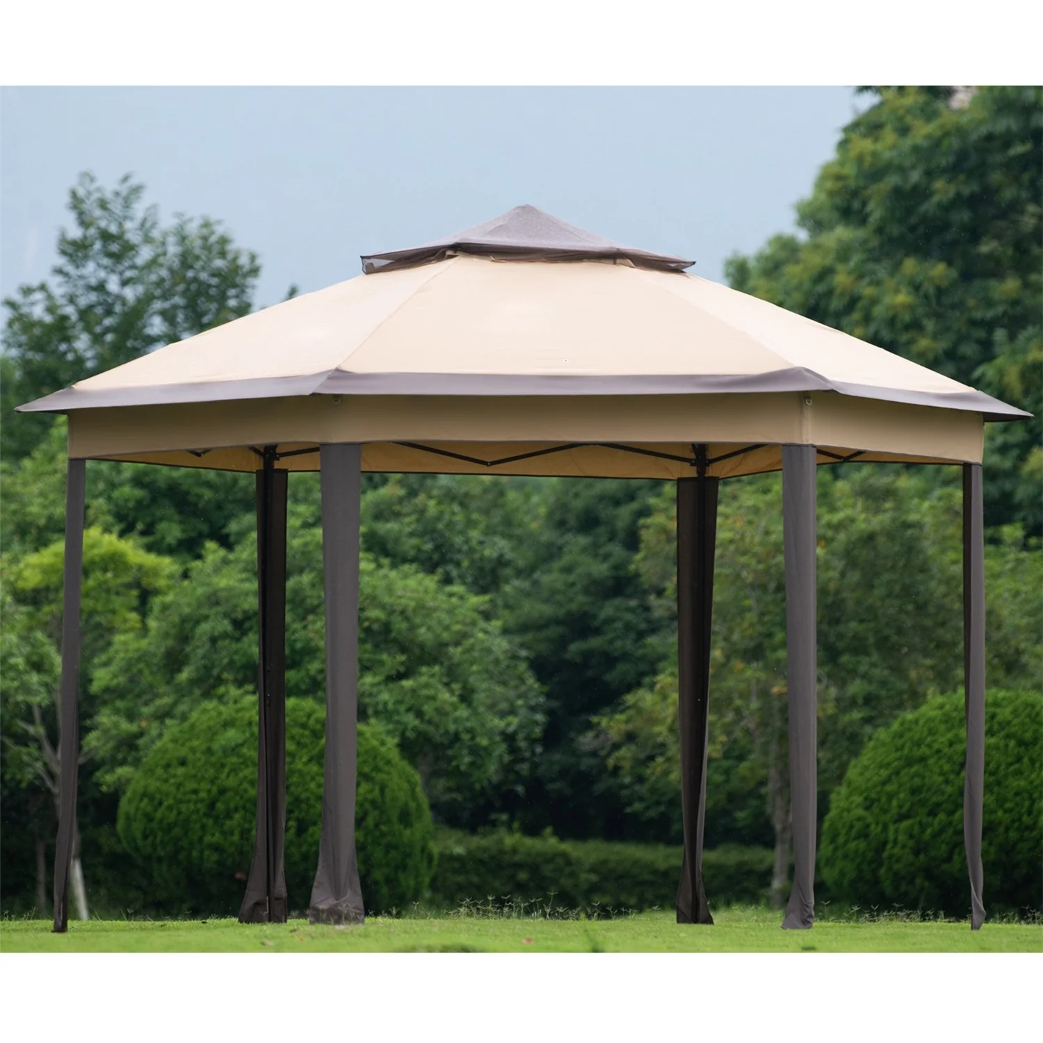 Visentor Patio Gazebo, 13x13FT Outdoor Garden Gazebo Tent with Mosquito Netting Sidewalls