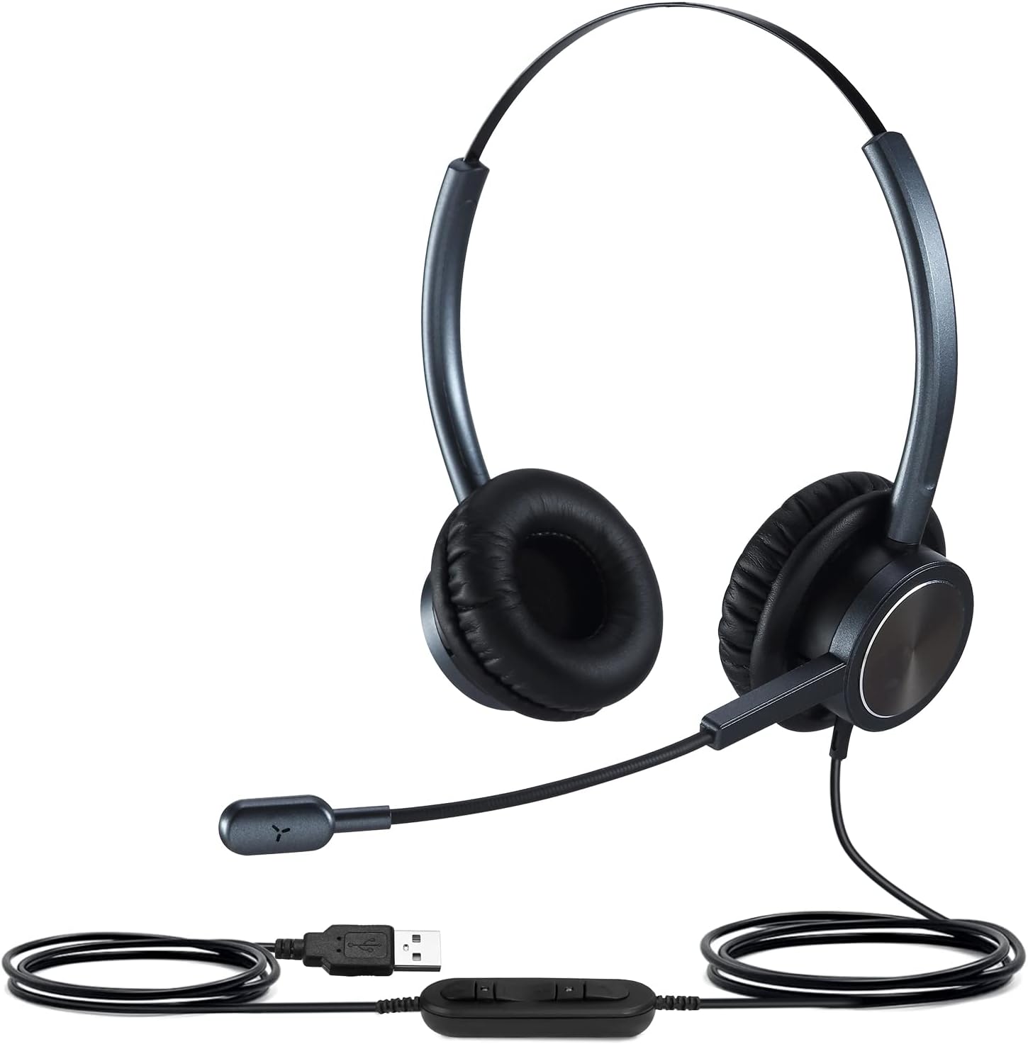 USB PC Headset for Zoom Conferencing, PC Video Call Headset with Mute Button, Teams Meeting Headset with Noise Cancelling Microphone & Volume Control, Online Teaching & Virtual Class Headset for Kids