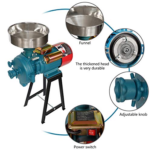 ABORON 3000W Electric Corn Mill Grinder Heavy Duty Commercial Electric Feed Mill Dry Wet Grinder 110V Cereals Corn Grain Coffee Wheat Feed Machine With Funnel (wet and dry grinder)