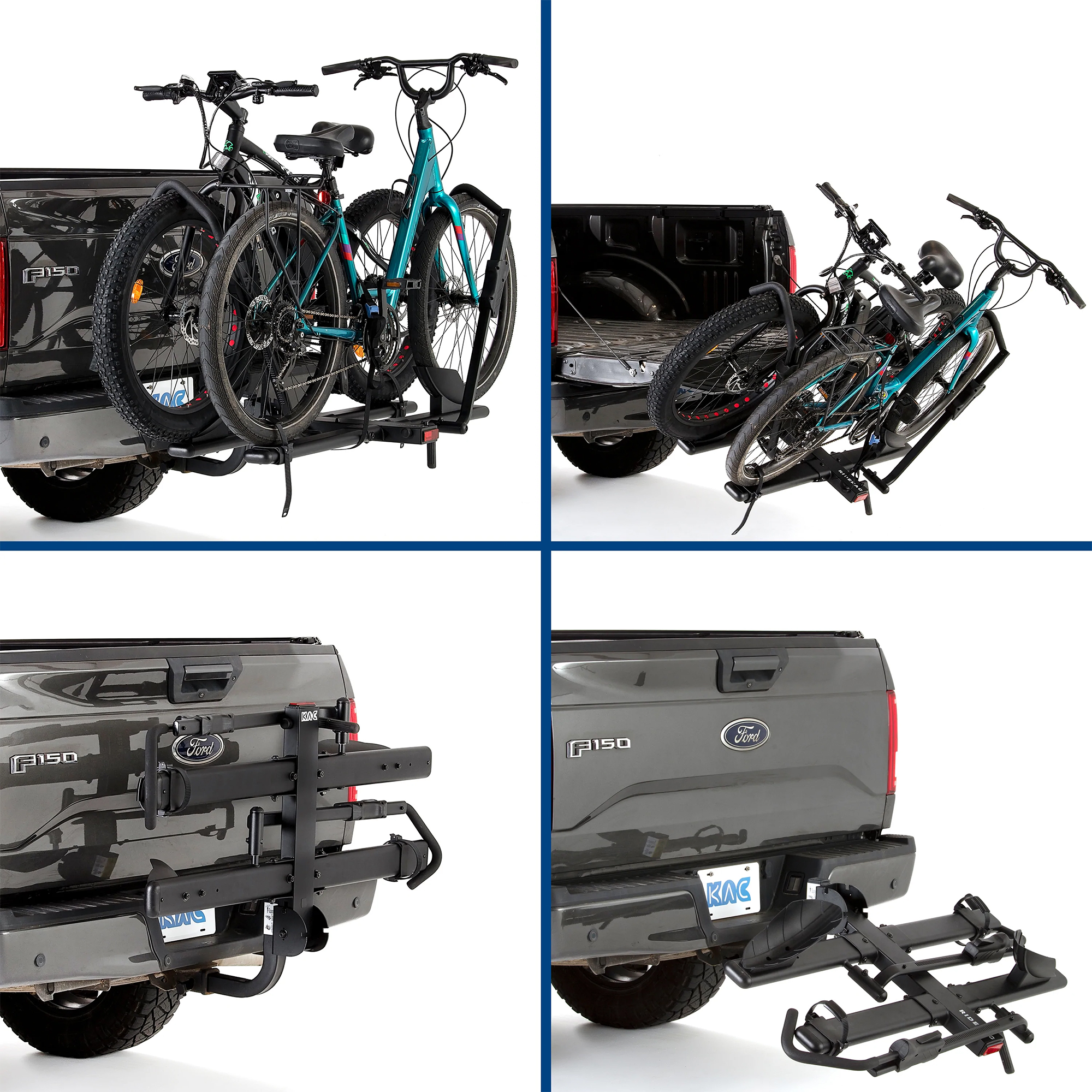 KAC C2 Premium 2" Hitch Mounted 2-Bike Bike Rack w/Locking Mechanism, Black