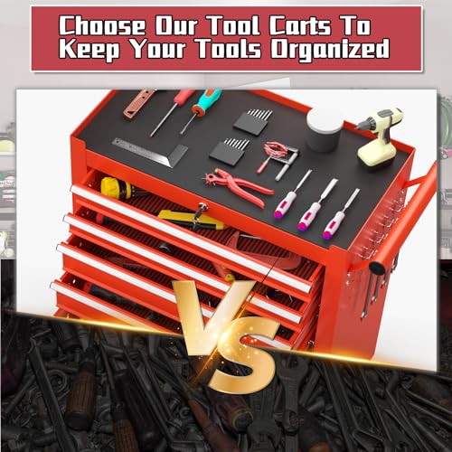 7-Drawer Meatl Rolling Tool Chest with Wheels and Locking Tool Chest, Large Storage Capacity, Portable Metal Tool Box for Warehouse,Garage, Repair Shop, Workshop (Black)