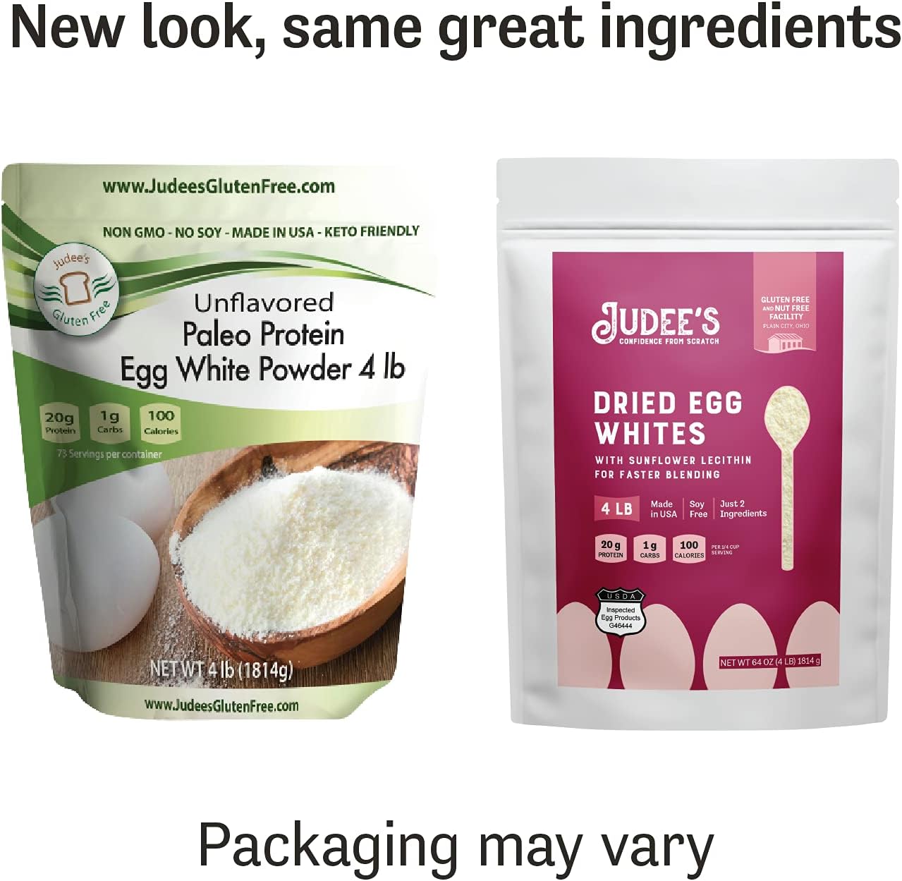Judee’s Unflavored Egg White Protein Powder for Fast Blending 4 lb - 100% Non-GMO, Keto-Friendly, Pasteurized - Dairy-Free, Soy-Free, Paleo-Friendly, Gluten-Free and Nut-Free - Made in USA Pack of 2