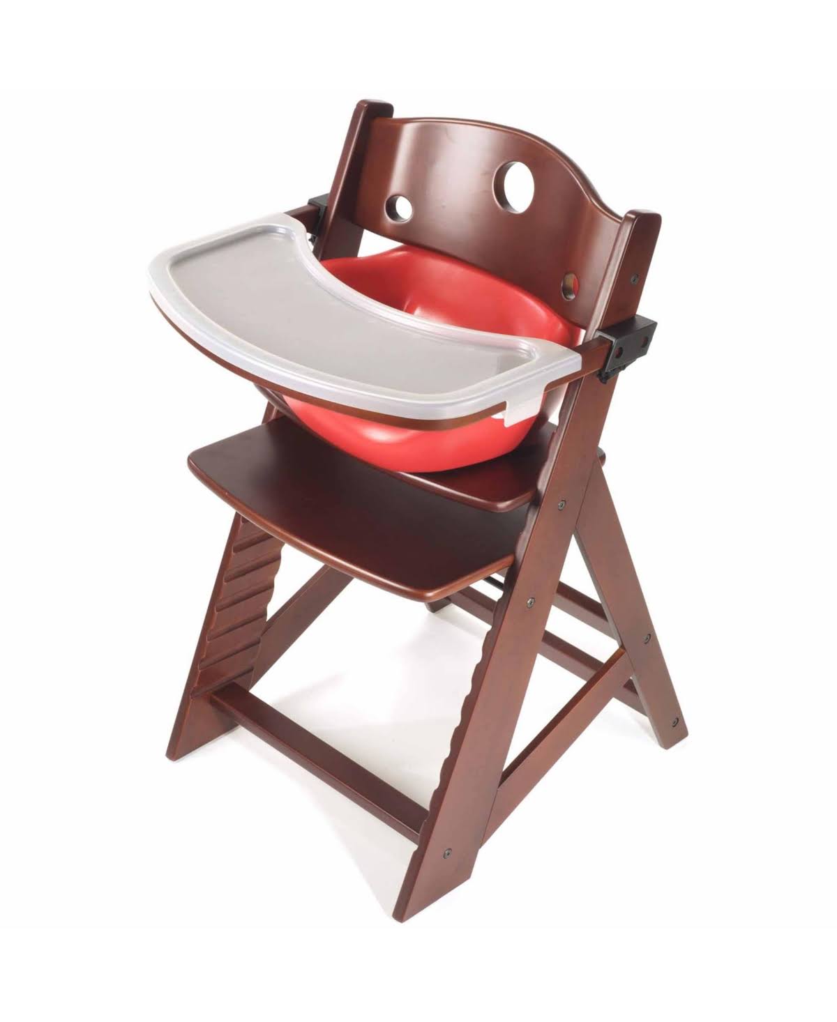 Keekaroo Height Right High Chair Espresso with Infant Insert and Tray in Cherry