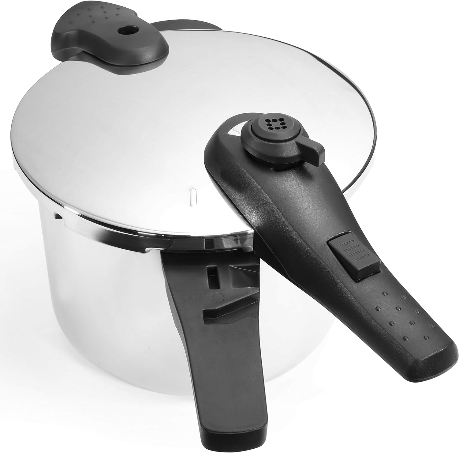 Stainless Steel Pressure Cooker 18/8 Food-Grade Cookware Dishwasher Safe Lock Lid 15-PSI With Recipe Book