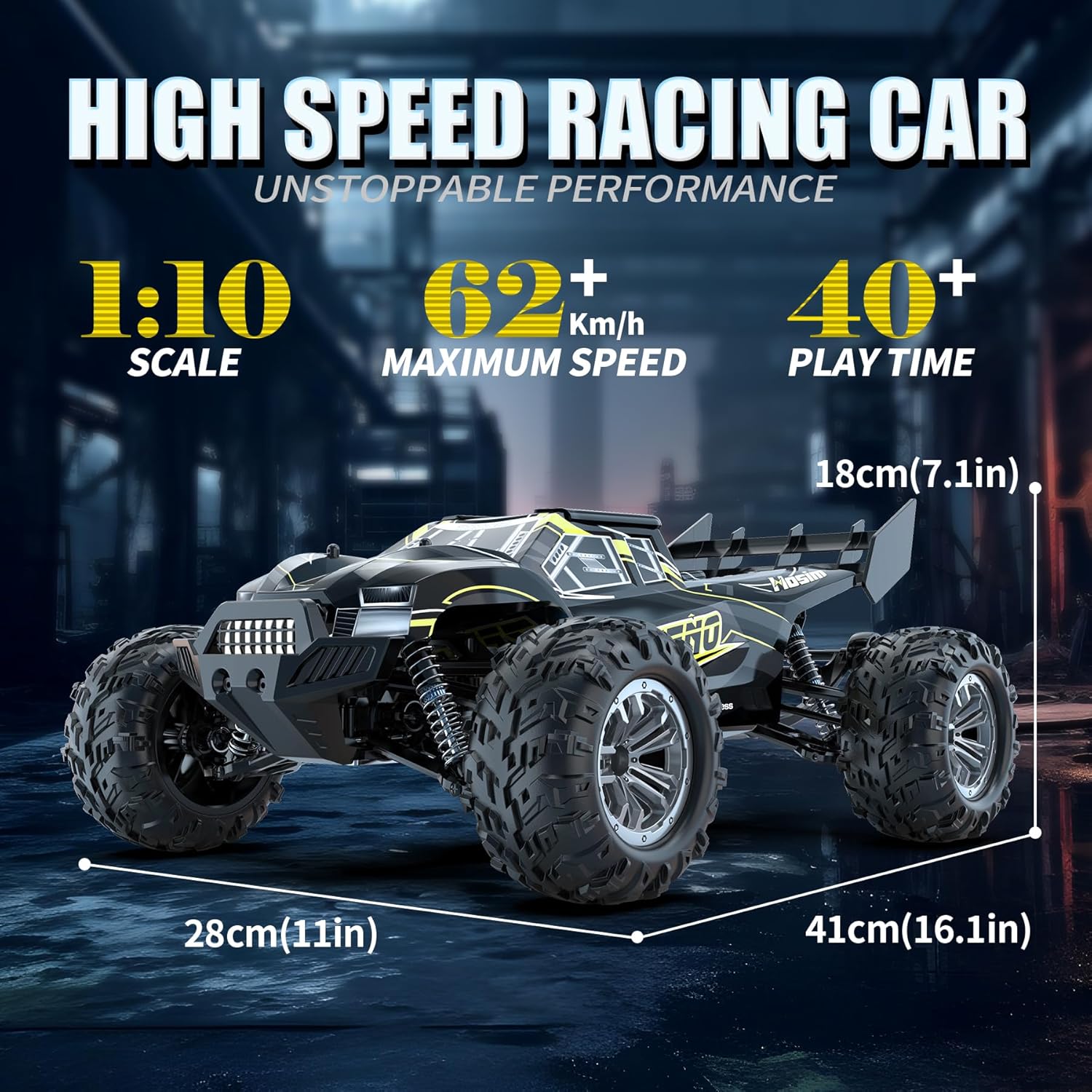 Hosim 1:10 RC Cars High Speed Large RC Truck 48+ KMH & 1:10 Brushless Rc Max 39+MPH Fast Remote Control