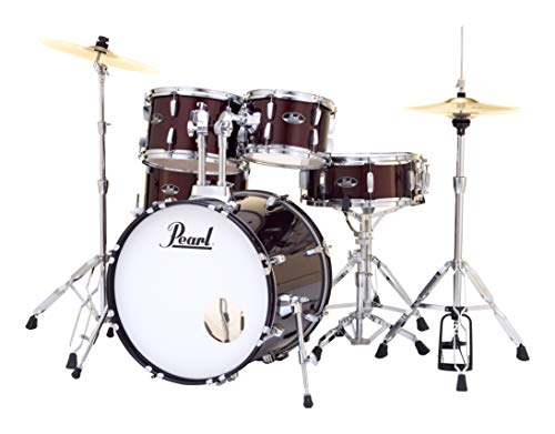 Pearl Roadshow Drum Set 4-Piece Complete Kit with Cymbals and Stands, Charcoal Metallic (RS584C/C706)