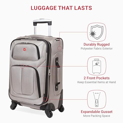 SwissGear Sion Softside Expandable Luggage, Black, Checked-Large 29-Inch