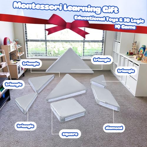 MeMoreCool Kids Couch Sofa Building Tangram Puzzle, Modular Kids Play Couch for Jigsaw Explorer, Buildable Foam Couch Block 7-Piece, Sectional Toddler Couch Children Convertible Sofa, Colorful