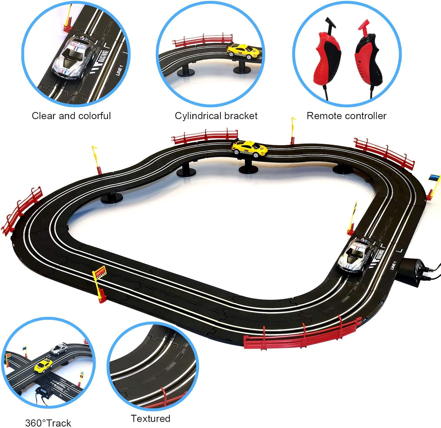 Electric Racing Track Set for Kids High Speed Slot Cars 1:43 Scale Dual Race Track with 2 Controllers for Boys 8-16 Years Old Children Gifts
