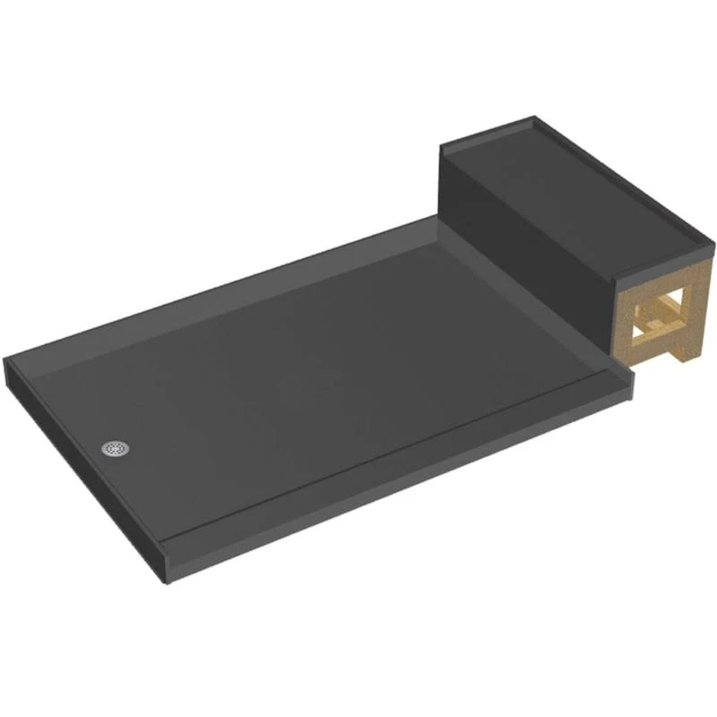 Tile Redi 3760L-RB37-KIT Base&N Bench 37x22 x 72x22 Single Threshold Shower Base with Bench and Drain Plate Drain Location: Left