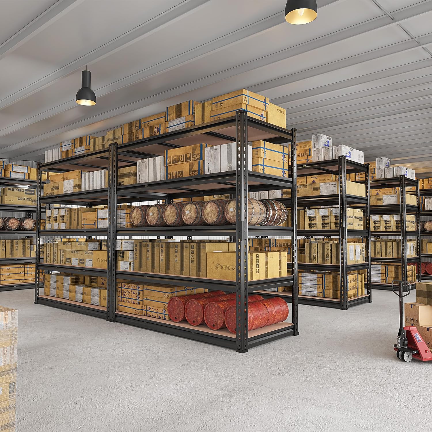 REIBII 48" W Garage Shelving Heavy Duty Storage Shelves 5 Tier 3020LBS Adjustable Shelves for Garage Storage Industrial,47.9" W X71.2 H X 24" D