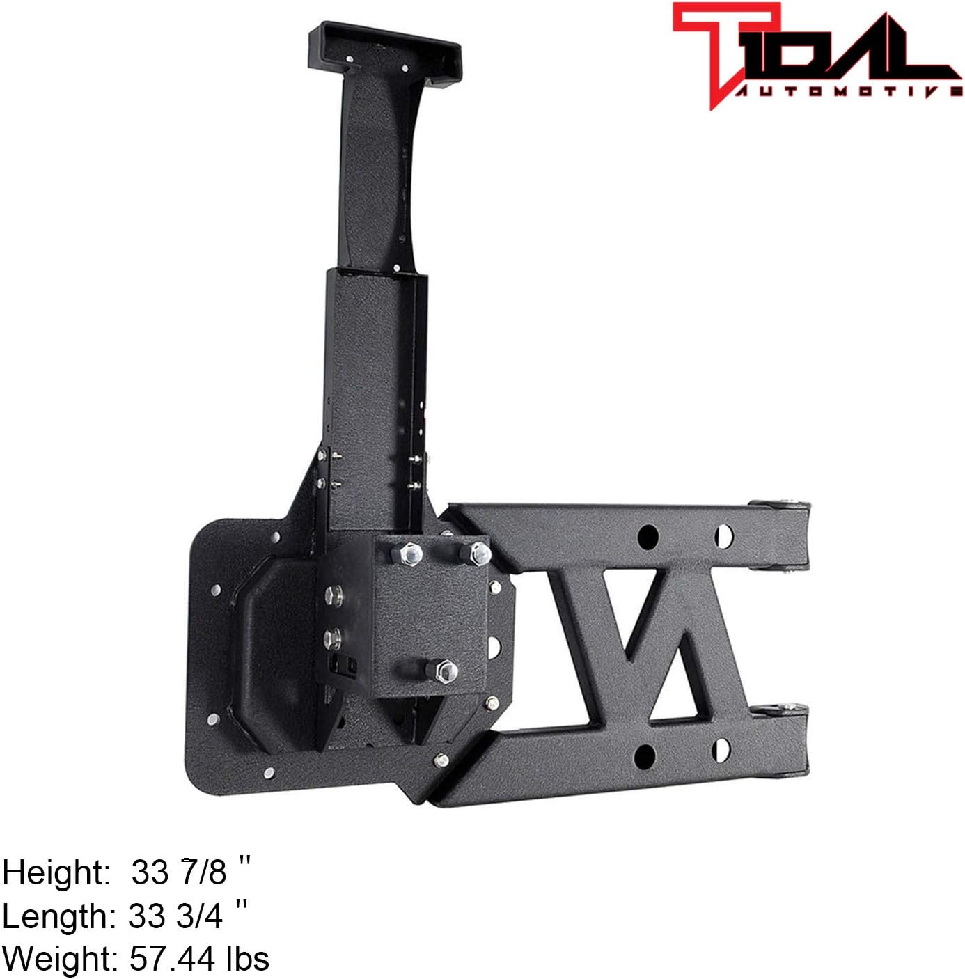Tidal Fit for 2007-2018 Wrangler JK Tire Carrier with Third Brake Light Bracket.