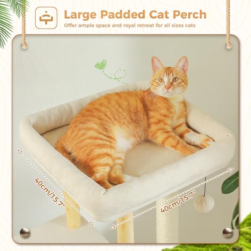 PAWZ Road Large Cat Tree, 73 Inches Tall Wooden Cat Tower with 2 Spacious Hammocks,2 Big Top Beds,8 Fully Scratching Posts and Natural Wood Posts, Multi Cat Tree for Indoor Cats Large Adult-XL
