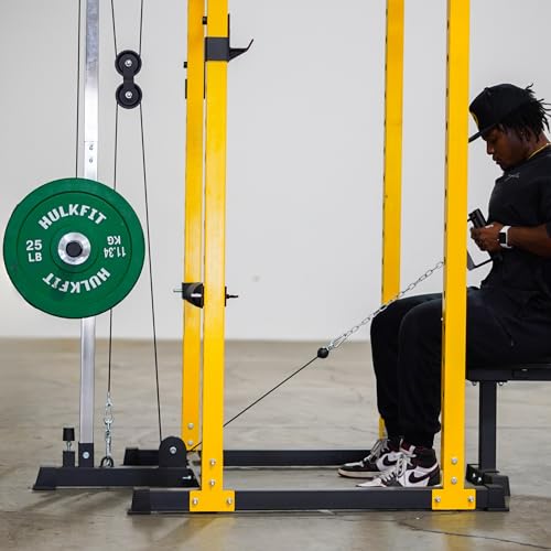 HULKFIT Pro Series 2.35" x 2.35" Power Cage Squat Rack with Attachments and Accessories for Home and Garage Gym Exercise Equipment