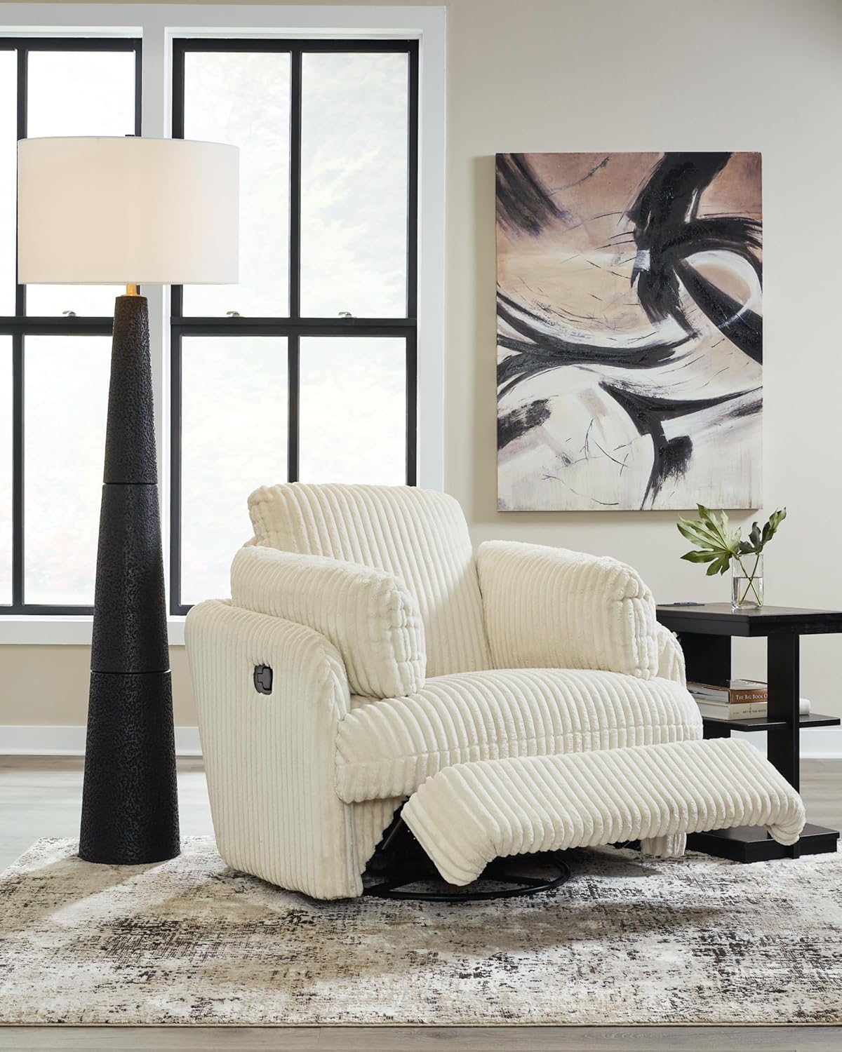 Signature Design by Ashley Tie-Breaker Swivel Glider Recliner, 40" W x 39" D x 37" H, White