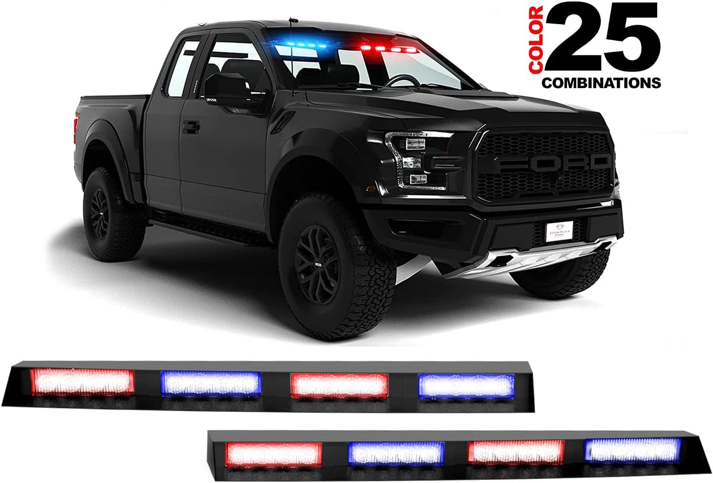 Extreme Tactical Dynamics Elemental 40 Visor Light LED Strobe Visor Light Interior Windshield Light Bar Split Mount Emergency Lights - Blue/White