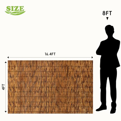 Natural Reed Fence,6FT X 16.4FT Bamboo Fencing Privacy Reed Screening for Outdoor, Gallery, Restaurant, Hotel, Patio (Brown)