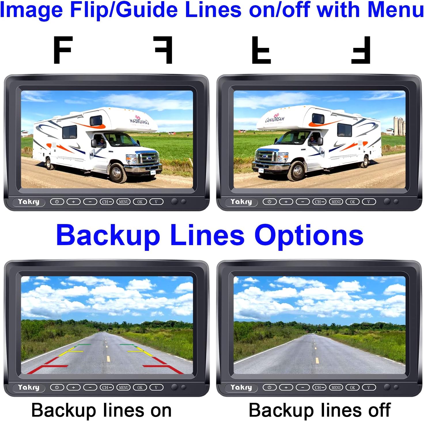 RV Backup Camera Wireless HD 1080P with 7 Inch Touch Key DVR Monitor for RVs,Campers,Trailers,Trucks Adapter for Furrion-Pre-Wired RVs High-Speed Rear View Observation IR Night Vision Yakry Y27