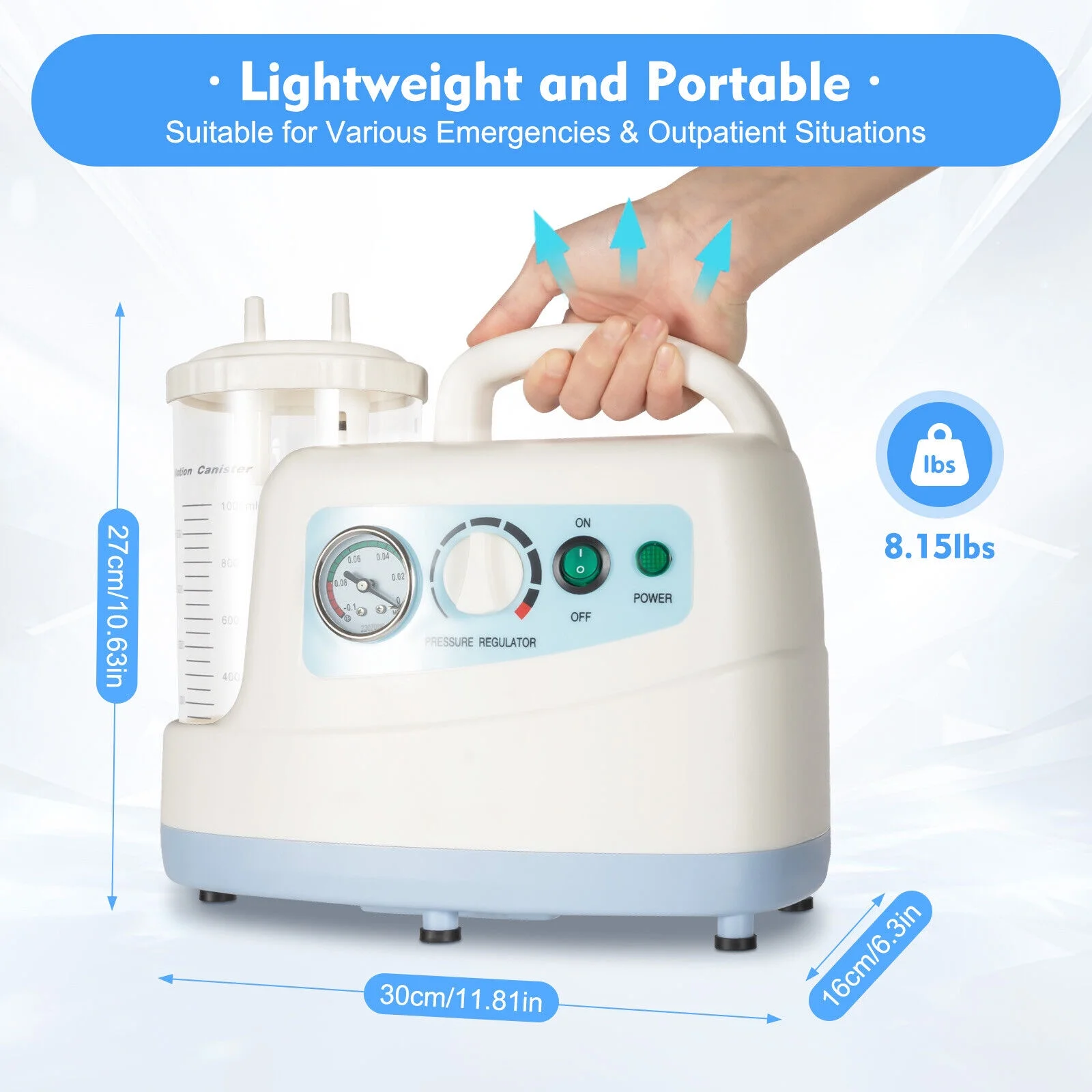 1000ML Suction Unit Medical Vacuum Phlegm Emergency Aspirator Machine Portable