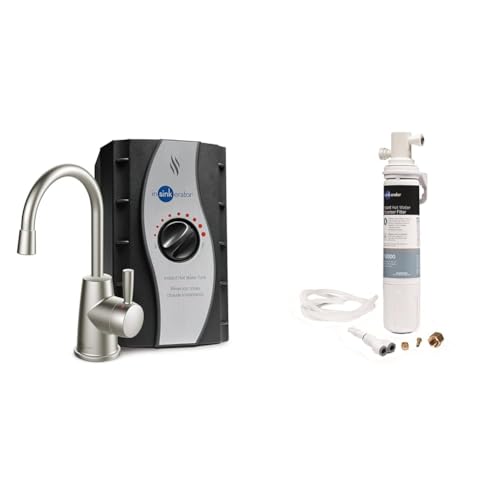 InSinkErator HOT250 Instant Hot Water Dispenser System, Single-Handle Faucet in Satin Nickel with 2/3-Gallon Stainless Steel Tank, H250SN-SS
