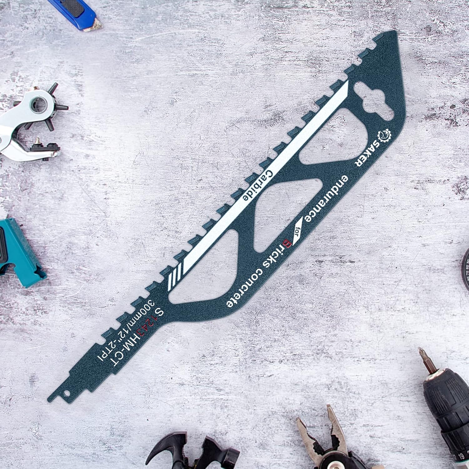 Saker Saw Blade-Demolition Masonry Reciprocating Hard Alloy Saw Blades for Cutting Wood,Porous Concrete,Brick 12”/300mm Pack of 2