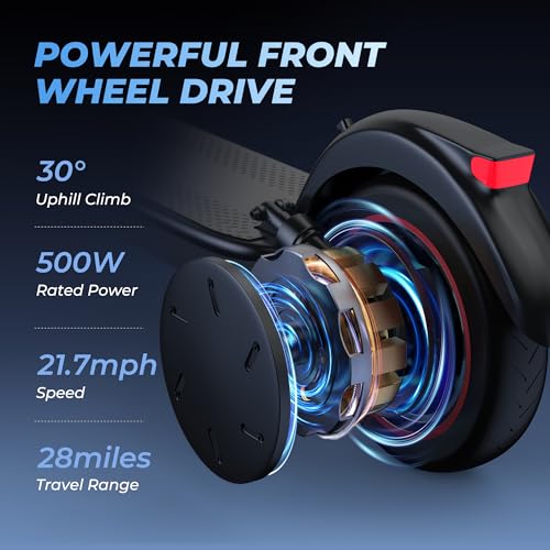 Electric Scooter, 10" /8.5" Solid Tires, 500W/350W Motor,19/22Mph, 22/28/52 Miles Long Range, Folding E-Scooter with Dual Suspension and Braking System