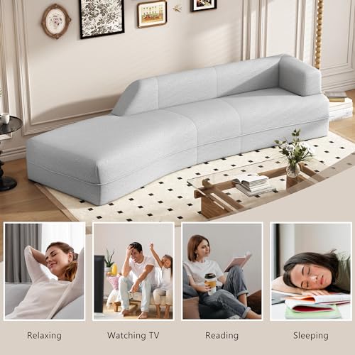 HomSof 109.4" Curved Chaise Lounge Modern Indoor Sofa Couch for Living Room, Grey