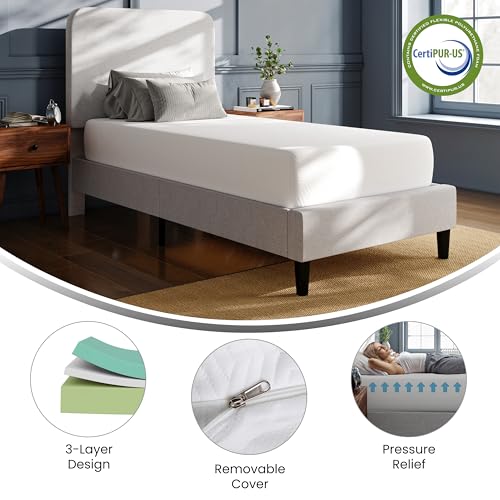 Flash Furniture Cloud 3-Layer Memory Foam Mattress, Cooling Gel, Green Tea Infusion, CertiPUR-US Certified, Washable Cover, Mattress in a Box, 10", Full