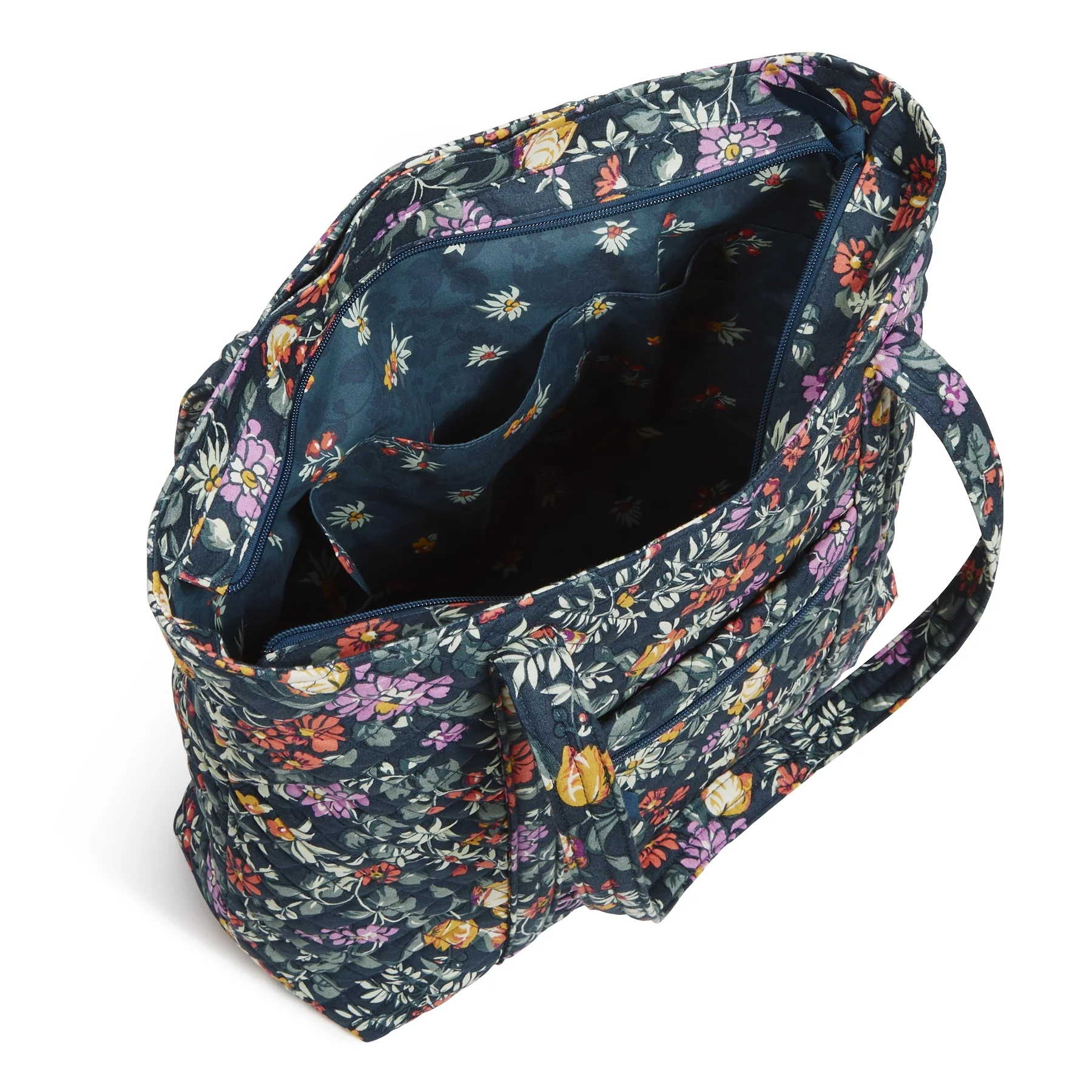 Vera Bradley Women's Cotton Vera Tote Bag Fresh-Cut Floral Green