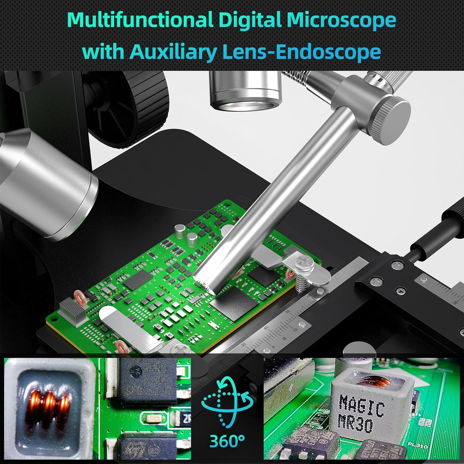 Andonstar AD269S 20X-5000X HDMI Digital Microscope with 10.1'' LCD Screen for Adults Kids, Home Lab Biological Microscope Kit with Microscope Slides, Coin Microscope Full View, Windows Compatible