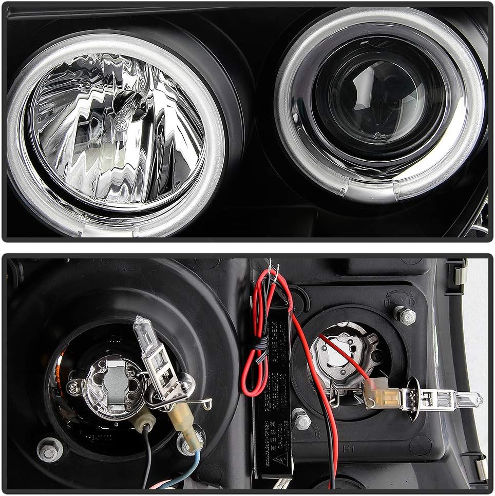 ACANII - For 2005-2011 Toyota Tacoma LED DRL CCFL Halo Black Housing Projector Headlights Headlamps, Driver & Passenger