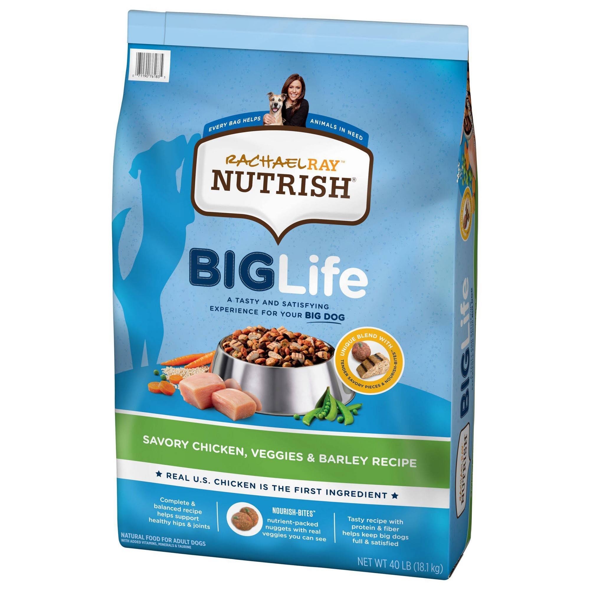 Rachael Ray Nutrish BigLife Dog Food, Natural, Savory Chicken, Veggies u0026 Barley Recipe, Adult - 40 lb