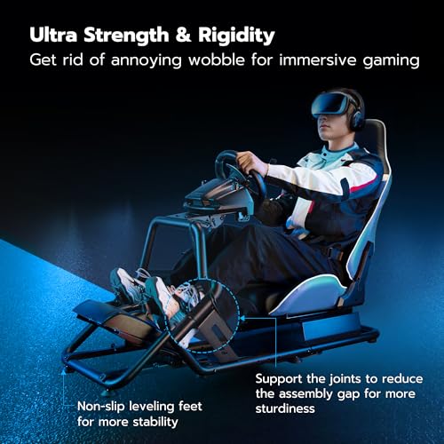 ARES WING Racing Simulator Cockpit with Monitor Mount and Seat, Formula and GT Sim Racing Cockpit Compatible with Fanatec, Thrustmaster, Logitech, Moza Racing Games on PS5, PS4, Xbox and PC