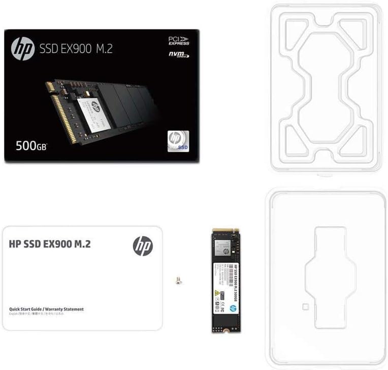 HP EX900 M.2 500GB PCIe 3.0 X4 Nvme 3D TLC NAND Internal Solid State Drive (SSD) - 2Yy44Aa#ABC Pack of 2