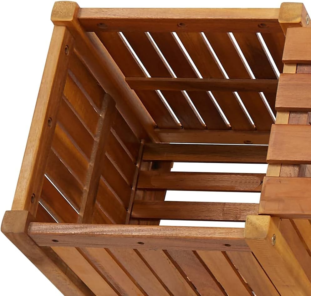 vidaXL Planter Bench, Outdoor Wooden Seat with Raised Plant, Planter Box Bench for Garden Patio Backyard Porch Deck, Solid Wood Acacia